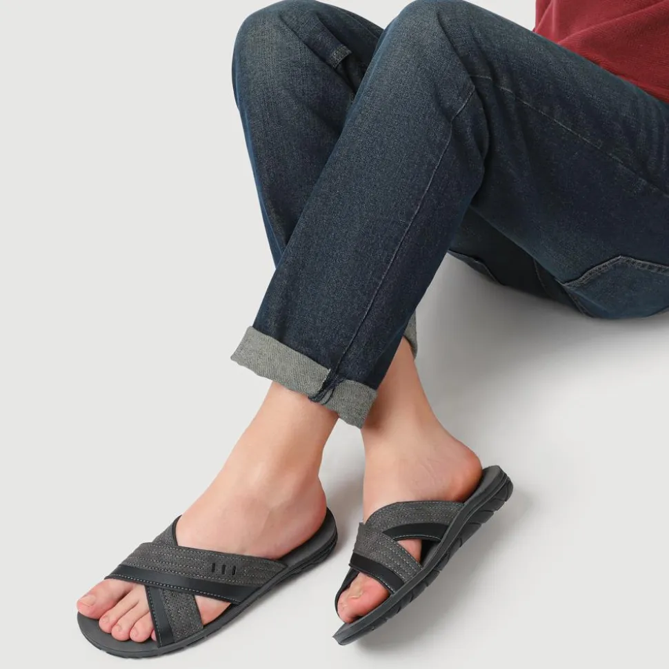Strappy Mule Sandals - Grey