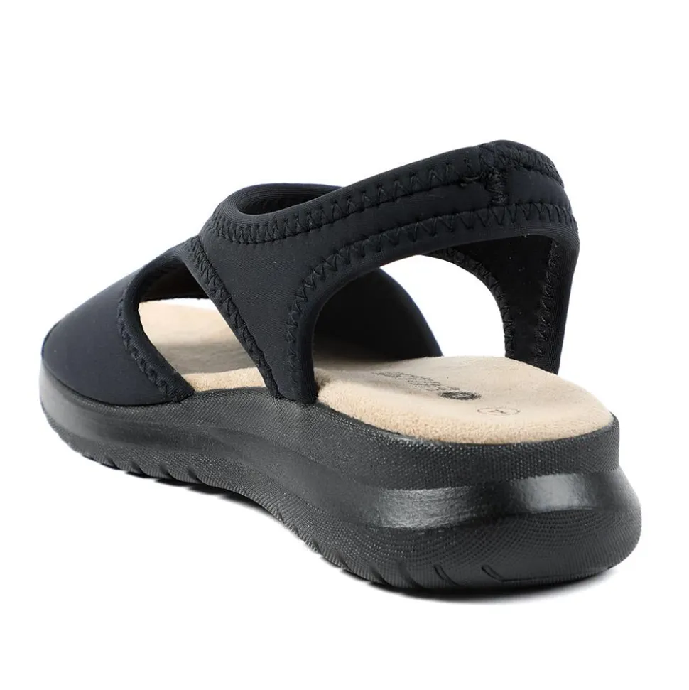 Stretch Comfort Sandals with Cushioned Insole - Black