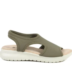 Stretch Comfort Sandals with Cushioned Insole - Khaki