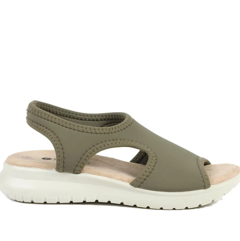 Stretch Comfort Sandals with Cushioned Insole - Khaki