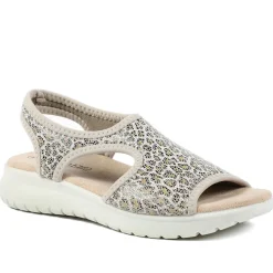 Stretch Comfort Sandals with Cushioned Insole - Leopard