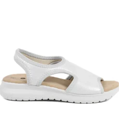 Stretch Comfort Sandals with Cushioned Insole - Silver Shimmer