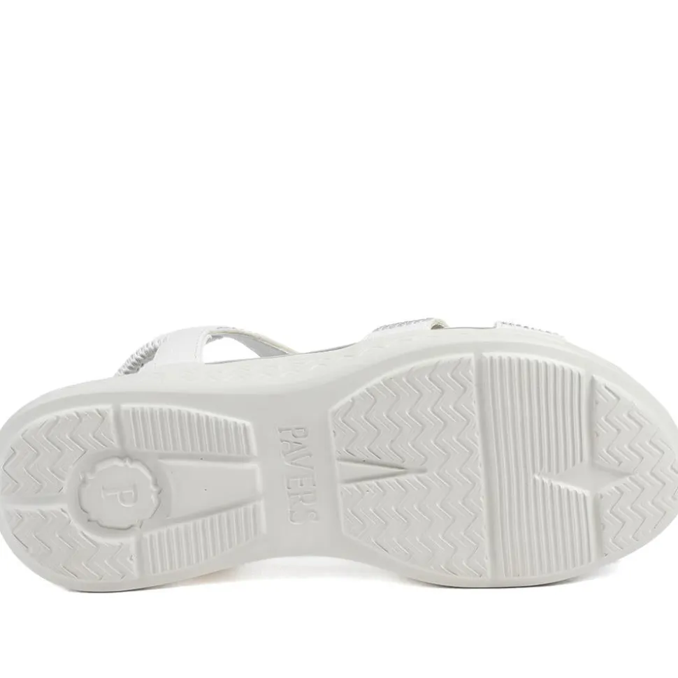 Stretch Fit Embellished Daily Sandals - White