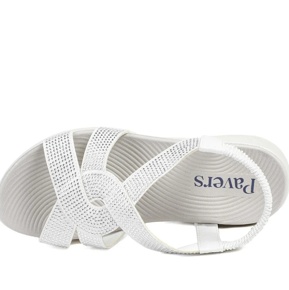 Stretch Fit Embellished Daily Sandals - White