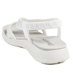 Stretch Fit Embellished Daily Sandals - White