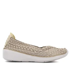 Stretch Fit Memory Foam Slip On Pumps - Gold Multi