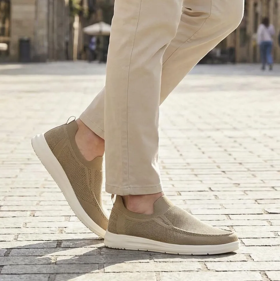 Stretchy Slip-On Shoes - Beige