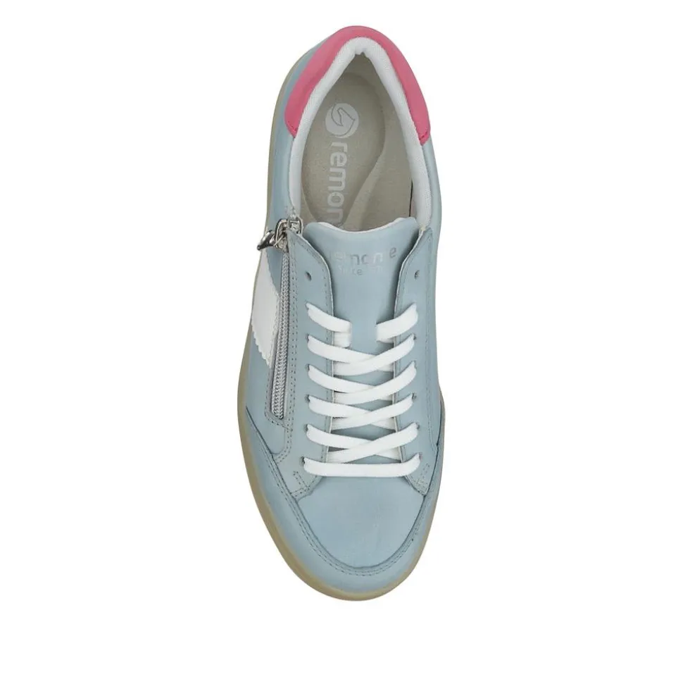 Striped Leather Trainers - Blue