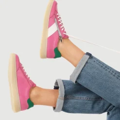 Striped Leather Trainers - Pink