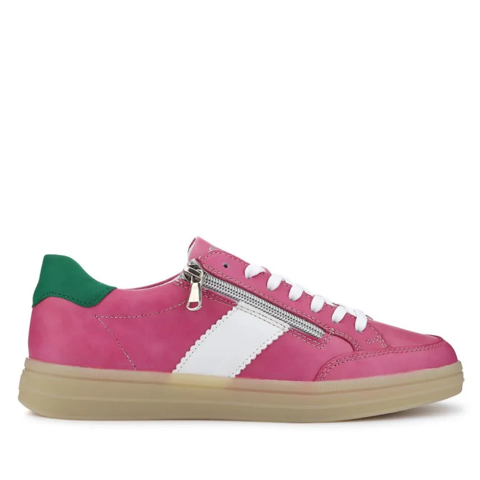 Striped Leather Trainers - Pink