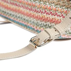 Stripey Cross-Body Bag - Beige Multi