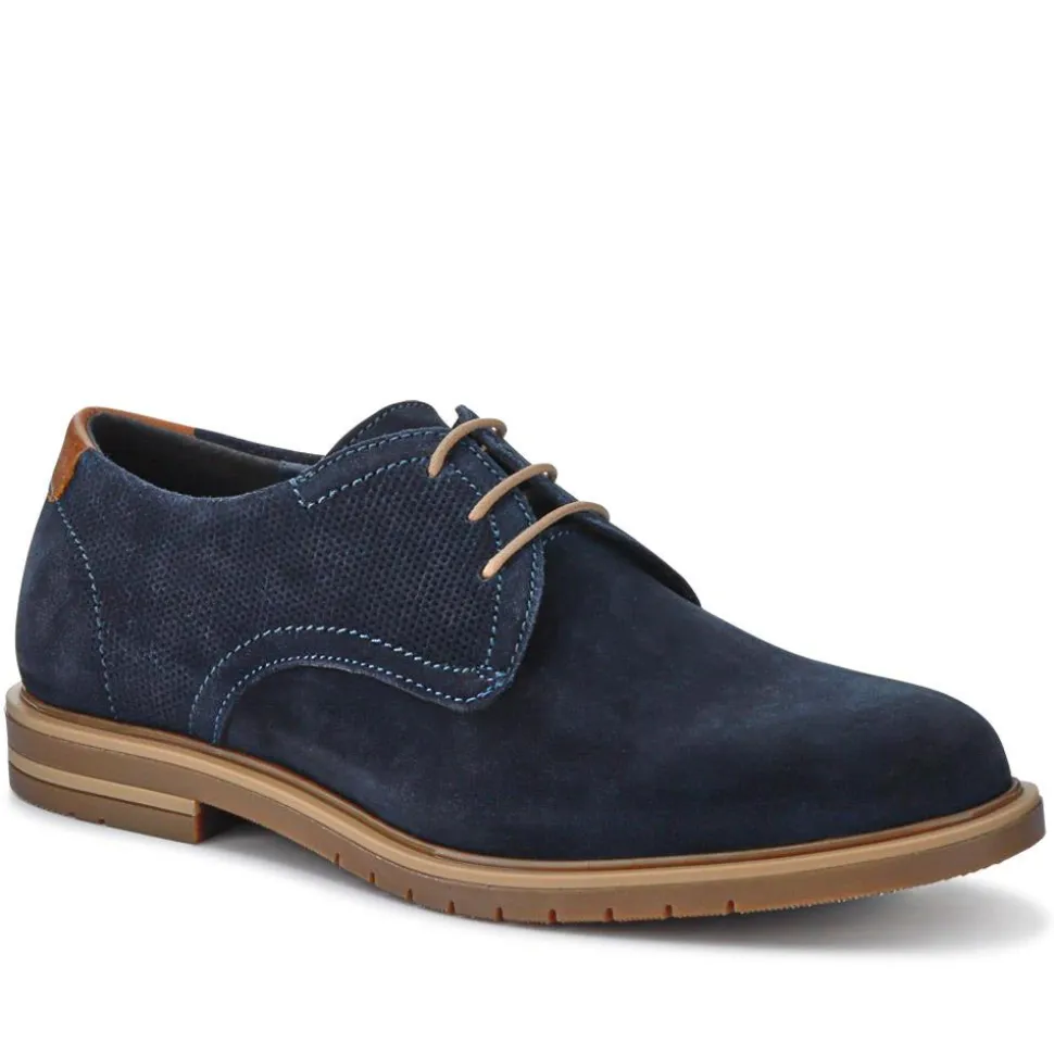 Suede Leather Lace-Up Shoes - Navy