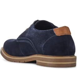 Suede Leather Lace-Up Shoes - Navy