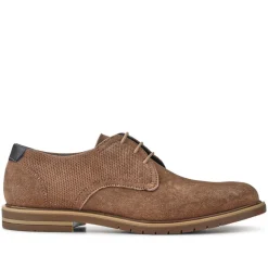 Suede Leather Lace-Up Shoes - Taupe