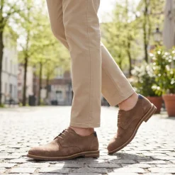 Suede Leather Lace-Up Shoes - Taupe
