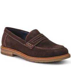 Suede Leather Penny Loafers - Brown