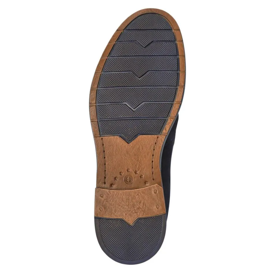 Suede Leather Penny Loafers - Navy