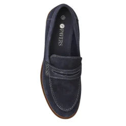 Suede Leather Penny Loafers - Navy