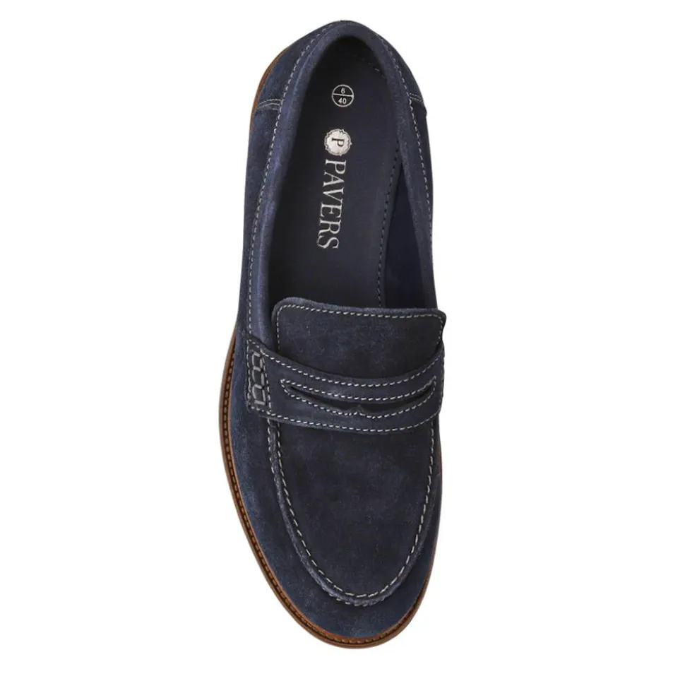 Suede Leather Penny Loafers - Navy