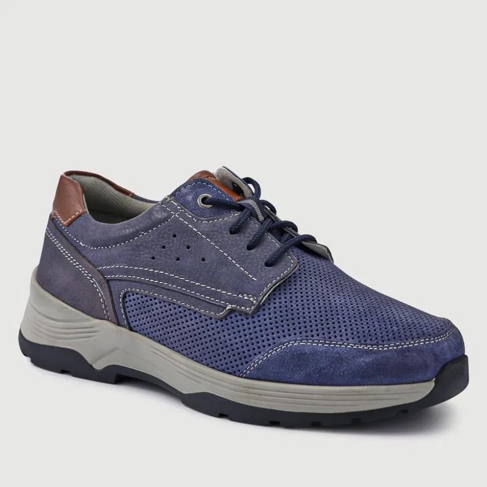 Suede Trainers - Navy-Blue