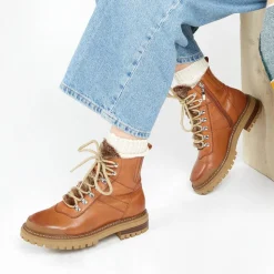 Susanna Leather Hiker Boots - Tan