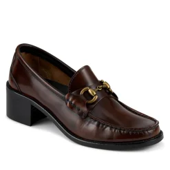 Talitha Leather Heeled Moccasins - Cognac