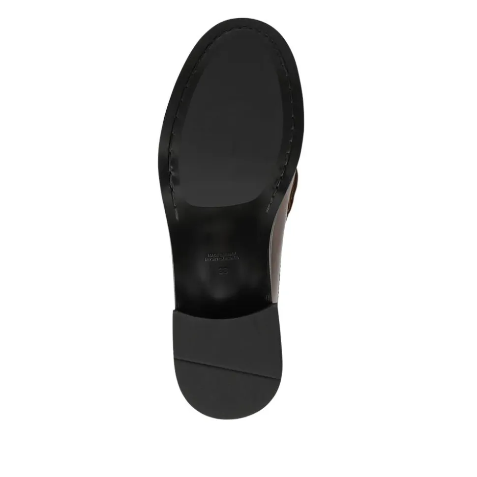 Talitha Leather Heeled Moccasins - Cognac