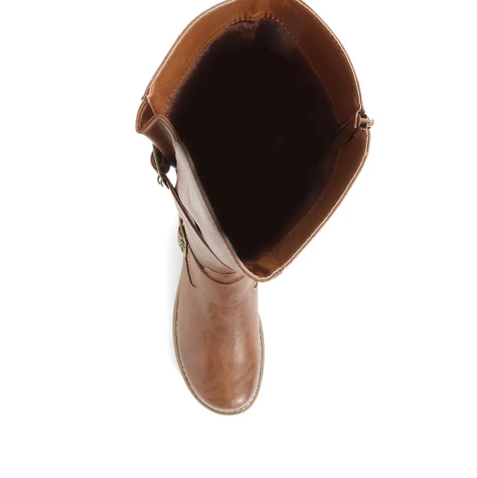 Tall Buckle Boots - Tan
