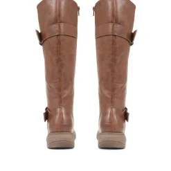Tall Buckle Boots - Tan