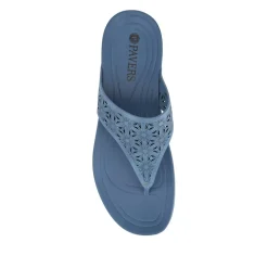 Tall-Heeled Toe-Post Sandals - Blue