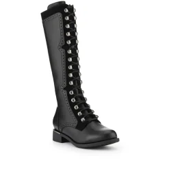 Tall Lace Long Boots - Black