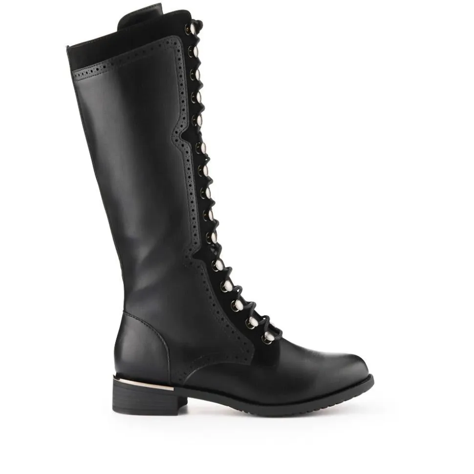Tall Lace Long Boots - Black