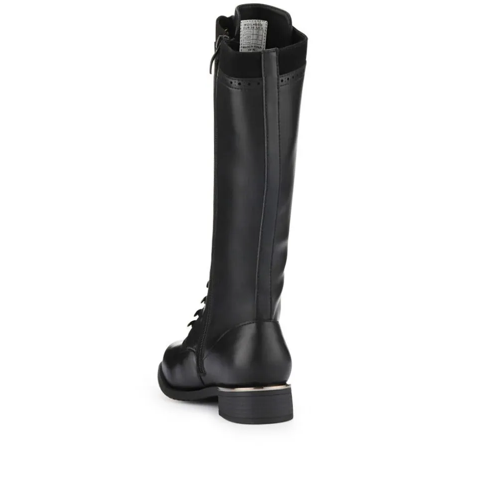 Tall Lace Long Boots - Black