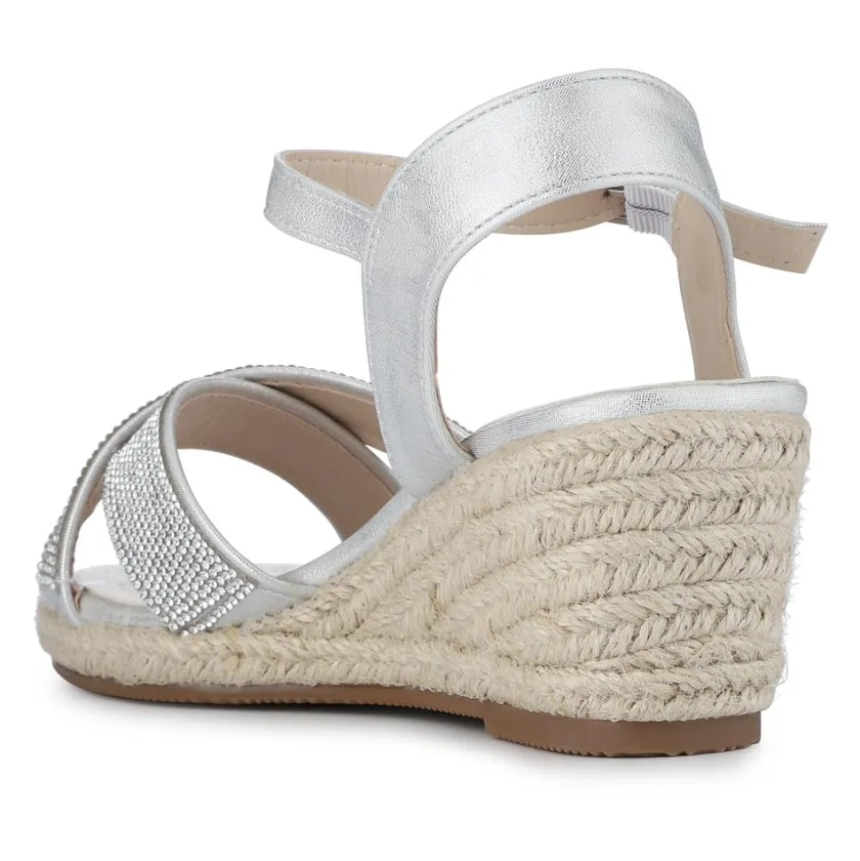 Tall Wedge-Heeled Espadrilles - Silver