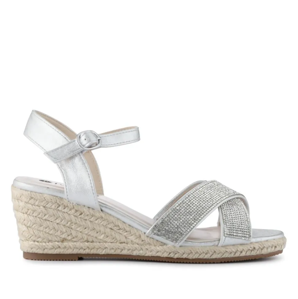 Tall Wedge-Heeled Espadrilles - Silver