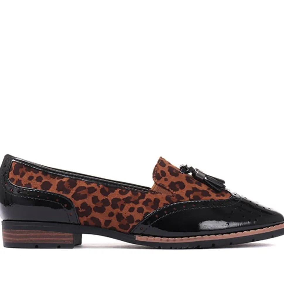 Tassel Loafers - Black-Leopard