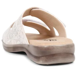 Touch-Fasten Adjustable Mule Sandals - White-Silver