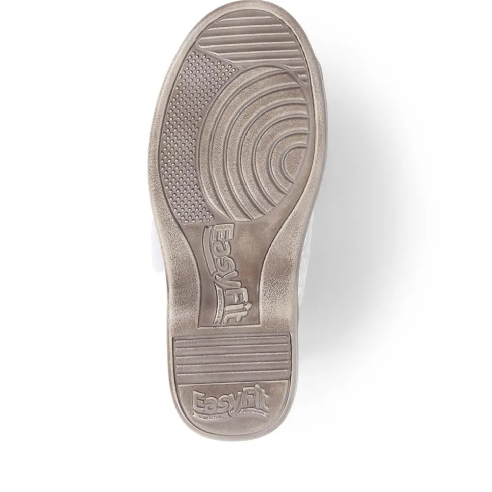 Touch-Fasten Adjustable Mule Sandals - White-Silver