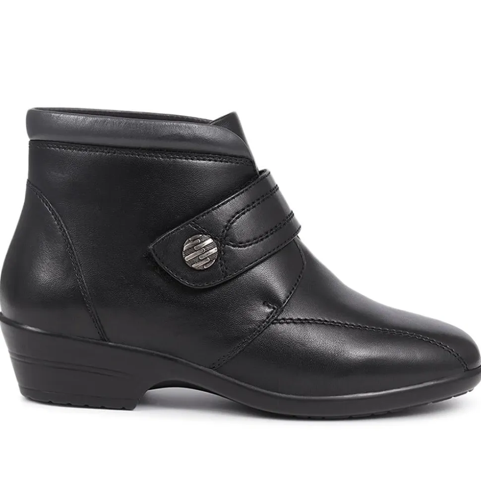 Touch-Fasten Ankle Boots - Black