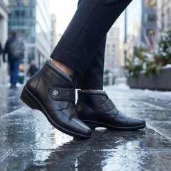 Touch-Fasten Ankle Boots - Black