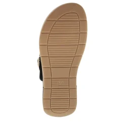 Touch Fasten Buckled Toe Post Sandals - Black