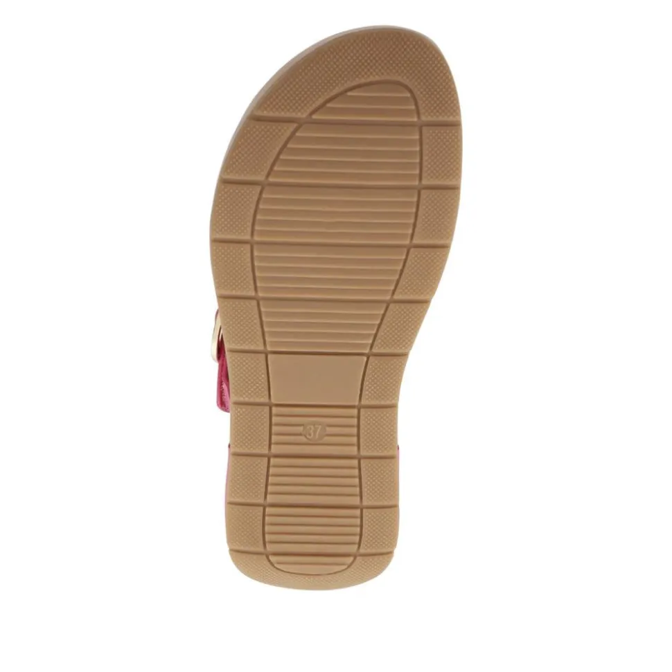 Touch Fasten Buckled Toe Post Sandals - Fuschia