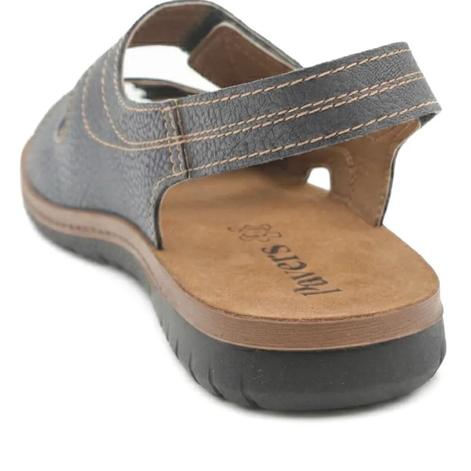 Touch Fasten Casual Sandals with Flat Heels - Blue