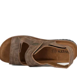 Touch Fasten Casual Sandals with Flat Heels - Brown