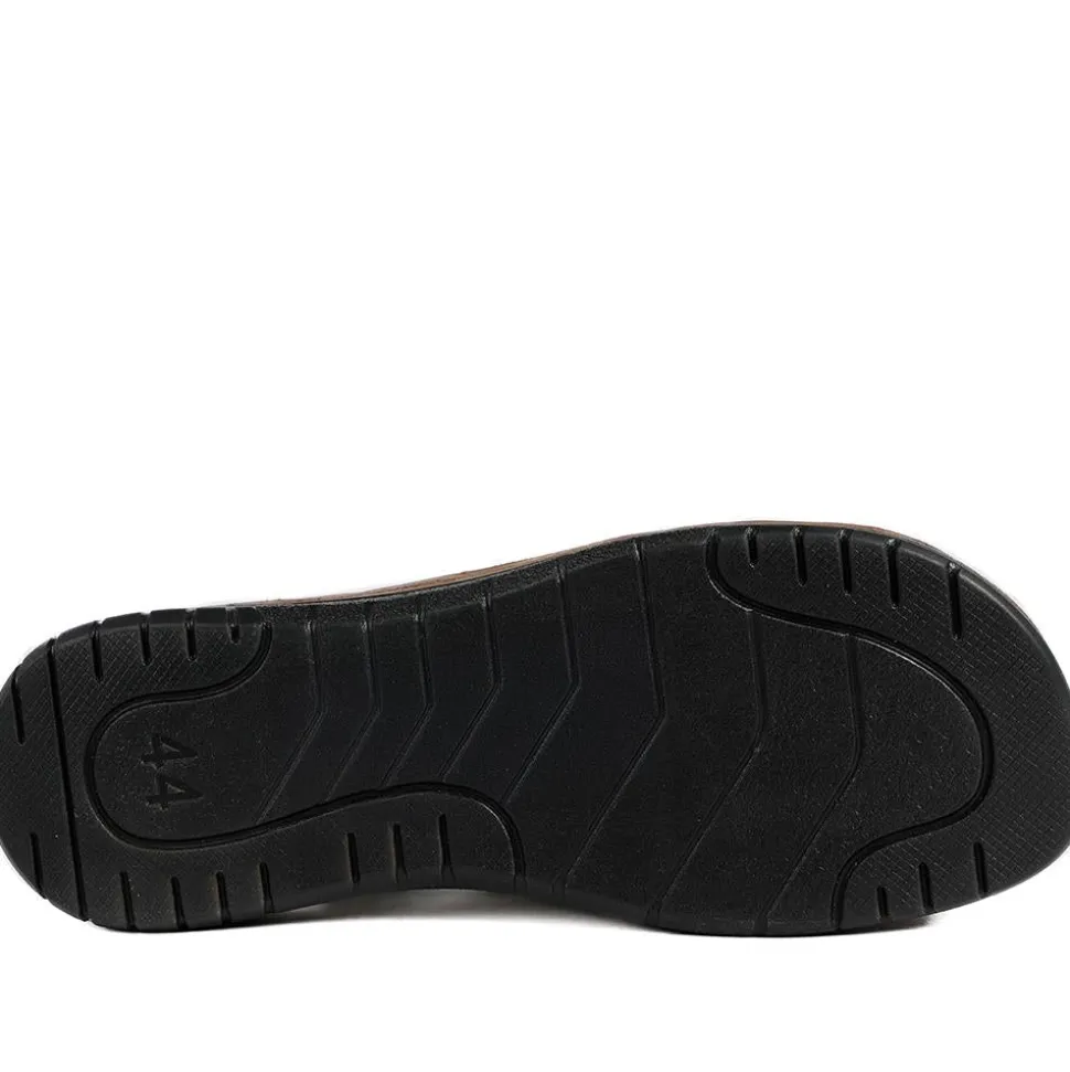 Touch Fasten Casual Sandals with Flat Heels - Brown