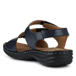 Touch-Fasten Cushioned Leather Sandals - Navy