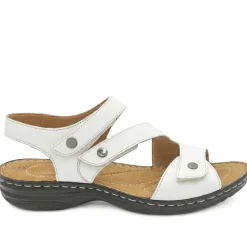 Touch-Fasten Cushioned Leather Sandals - White