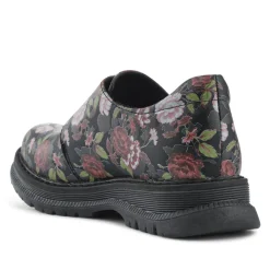 Touch-Fasten Daily Monk Shoes - Black Rose Floral