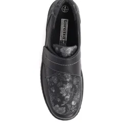 Touch-Fasten Floral Monk Shoes - Black Floral