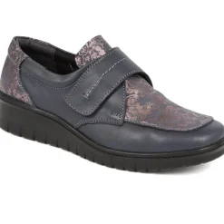 Touch-Fasten Floral Monk Shoes - Navy Floral